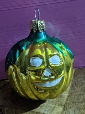 Vintage Blown Glass Columbia Jack O' Lantern Ornament